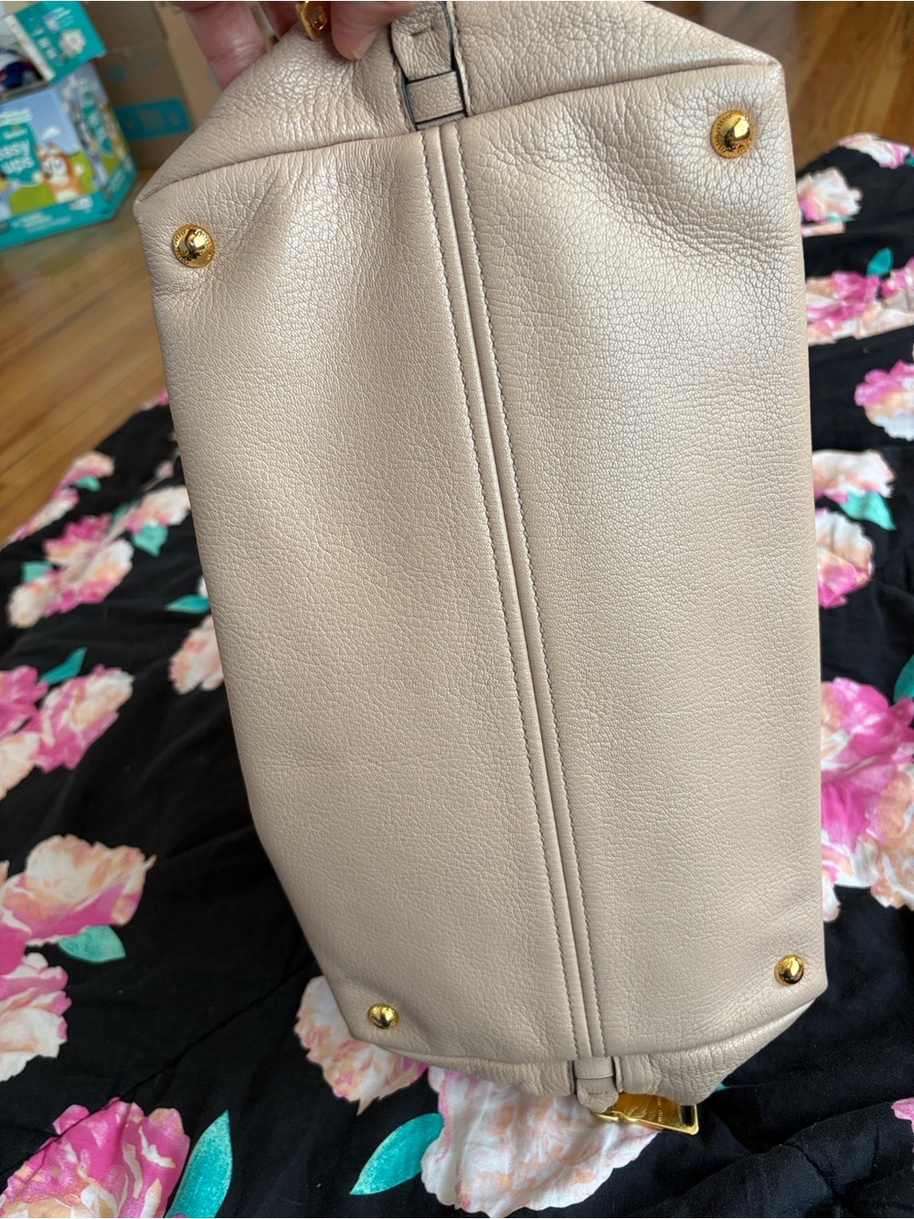 Miu Miu Madras 2 way Handbag Taupe Leather Top-Handle Satchel with Gold Hardware - Picture 9 of 15